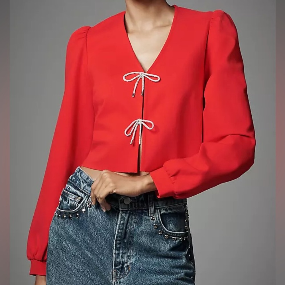Dolan Rhinestone Bow Front Cardigan